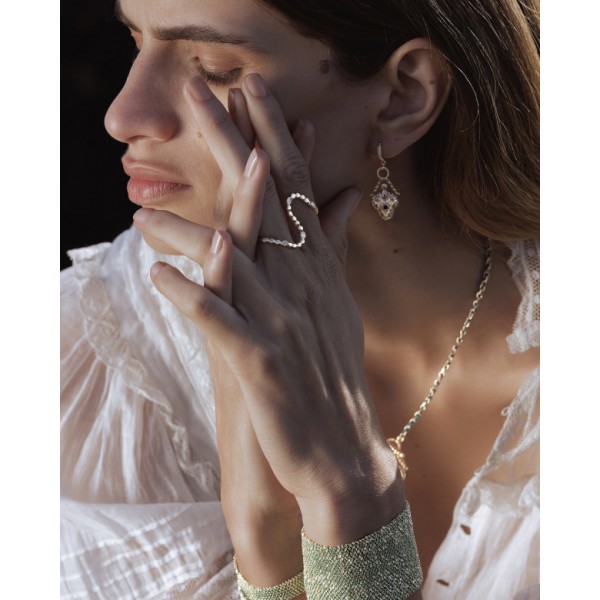 Marie Laure Chamorel auksuoto sidabro auskarai Clover